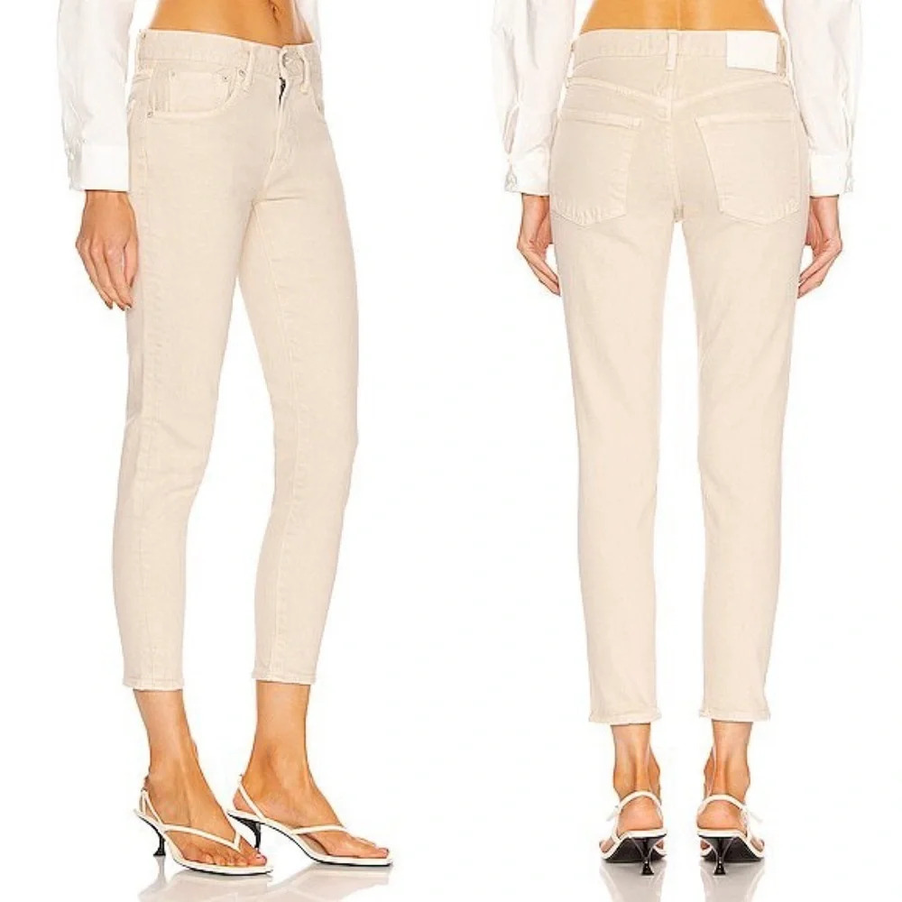 Moussy Vintage Wolfcreek Skinny Jean Off White Denim Casual Button Fly Women 25